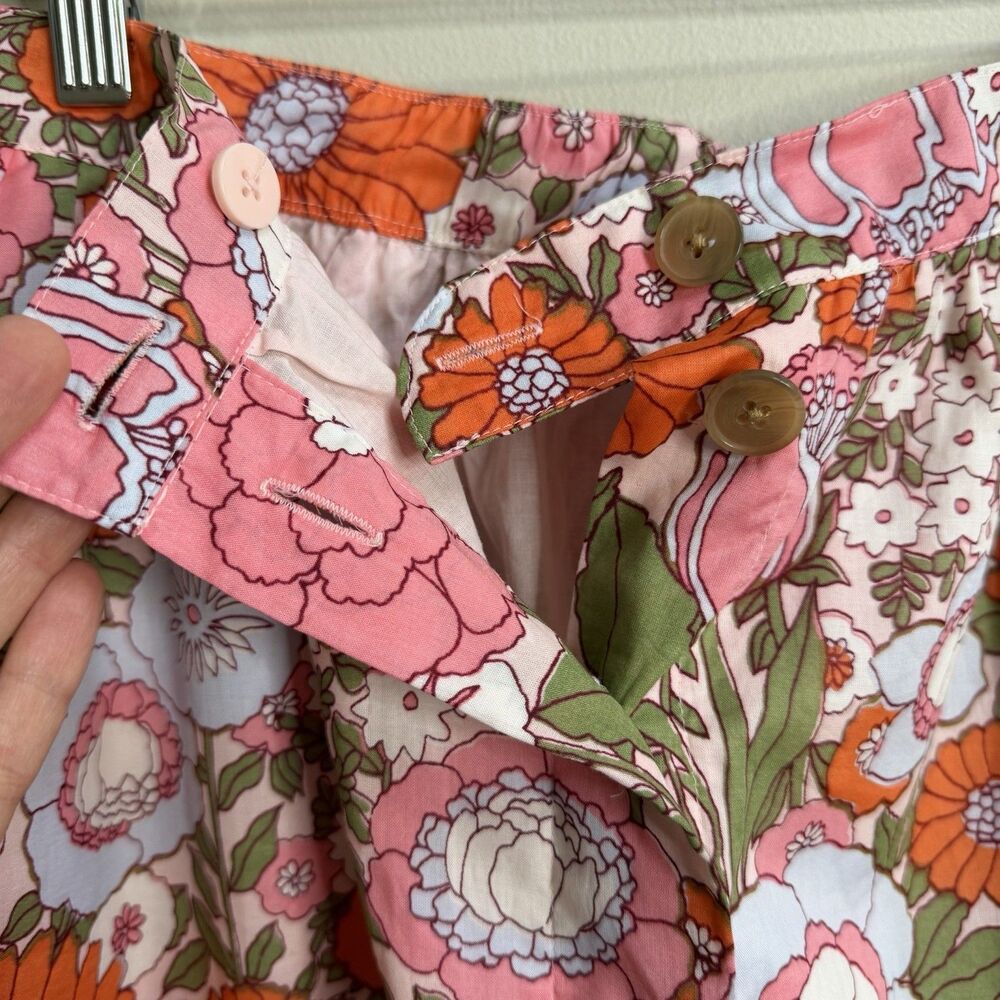 Talbots Climbing Floral Button Front Belted Voile Midi Skirt Medium Petite - Picture 6 of 10